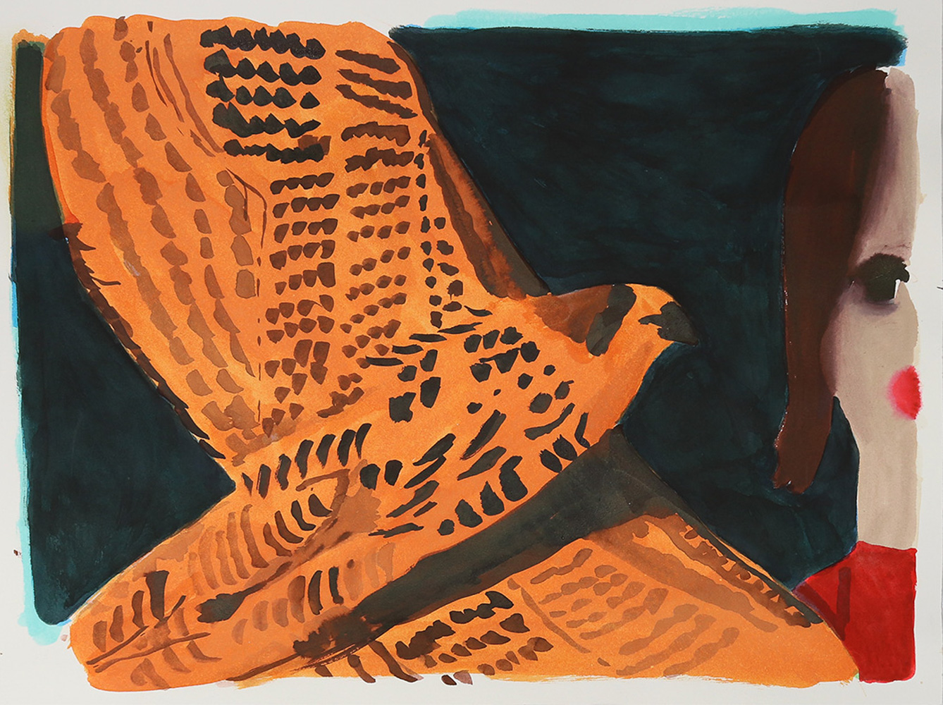 A girl portrait and a bird, 2025