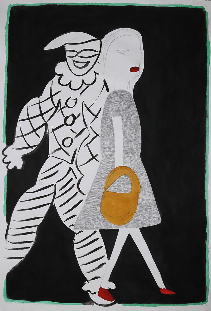 A girl and a clown, 2024