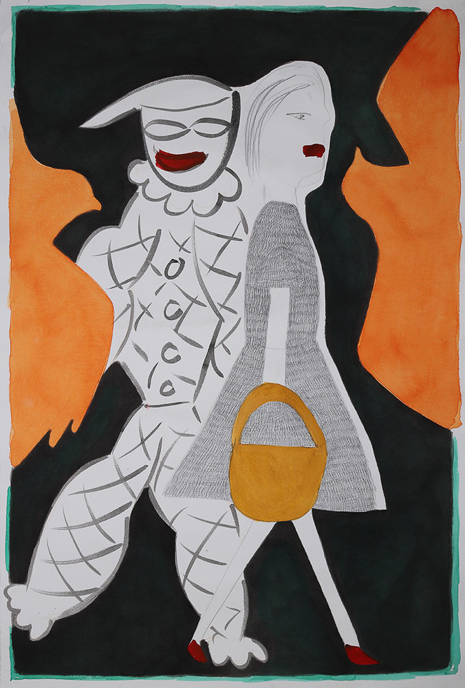 A girl, a clown and two birds, 2024