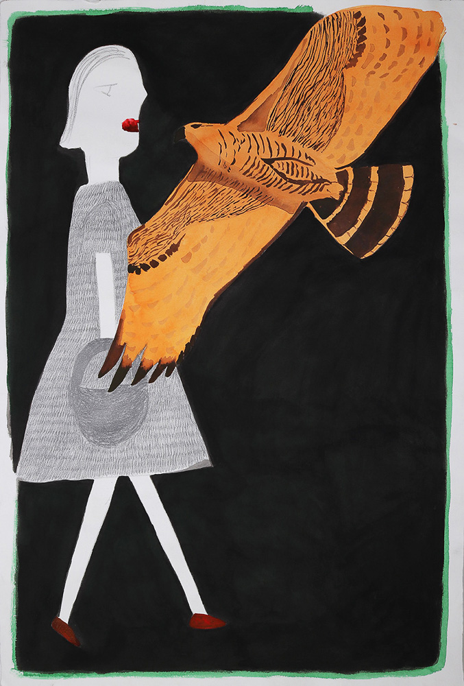 A girl and a bird, 2024