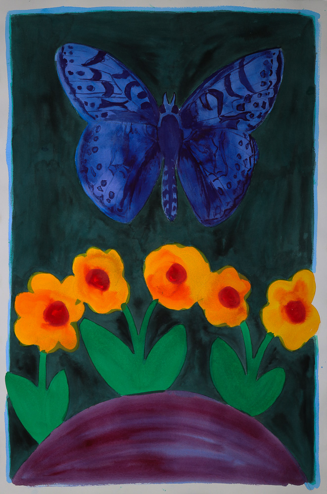 A butterfly and flowers, 2026
